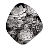 Grey Black Succulent Resilience - Asymmetric Metal Wall Art