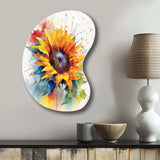 Yellow Blue Golden Sunflowers I - Asymmetric Metal Wall Art