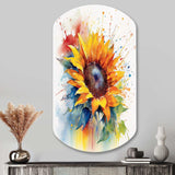 Yellow Blue Golden Sunflowers I - Asymmetric Metal Wall Art