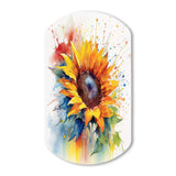 Yellow Blue Golden Sunflowers I - Asymmetric Metal Wall Art