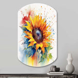 Yellow Blue Golden Sunflowers I - Asymmetric Metal Wall Art