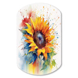 Yellow Blue Golden Sunflowers I - Asymmetric Metal Wall Art