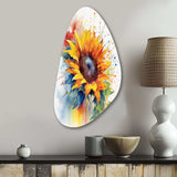 Yellow Blue Golden Sunflowers I - Asymmetric Metal Wall Art