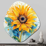 Yellow Blue Golden Sunflowers III - Asymmetric Metal Wall Art