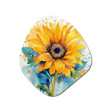 Yellow Blue Golden Sunflowers III - Asymmetric Metal Wall Art