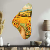 Golden Cheerful Sunflowers II - Asymmetric Metal Wall Art