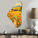 Golden Cheerful Sunflowers II - Asymmetric Metal Wall Art