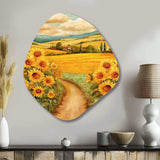 Golden Cheerful Sunflowers II - Asymmetric Metal Wall Art