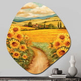 Golden Cheerful Sunflowers II - Asymmetric Metal Wall Art