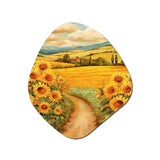 Golden Cheerful Sunflowers II - Asymmetric Metal Wall Art