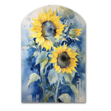 Yellow Blue Sunflower Golden - Asymmetric Metal Wall Art