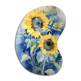 Yellow Blue Sunflower Golden - Asymmetric Metal Wall Art