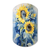 Yellow Blue Sunflower Golden - Asymmetric Metal Wall Art