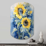 Yellow Blue Sunflower Golden - Asymmetric Metal Wall Art