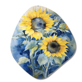 Yellow Blue Sunflower Golden - Asymmetric Metal Wall Art