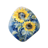 Yellow Blue Sunflower Golden - Asymmetric Metal Wall Art