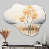 Minimalism Yellow Tree Solitude IV - Asymmetric Metal Wall Art