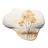 Minimalism Yellow Tree Solitude IV - Asymmetric Metal Wall Art