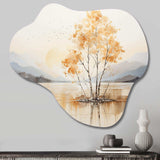 Minimalism Yellow Tree Solitude IV - Asymmetric Metal Wall Art