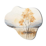 Minimalism Yellow Tree Solitude IV - Asymmetric Metal Wall Art