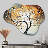 Yellow Grey Majestic Canopies Tree - Asymmetric Metal Wall Art