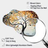 Yellow Grey Majestic Canopies Tree - Asymmetric Metal Wall Art