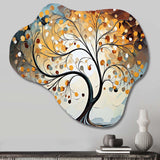 Yellow Grey Majestic Canopies Tree - Asymmetric Metal Wall Art