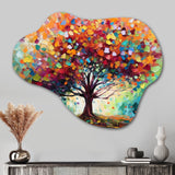 Coral Oak Tree At The Farm I - Asymmetric Metal Wall Art