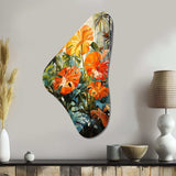 Orange Green Tropical Foliage IV - Asymmetric Metal Wall Art