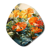 Orange Green Tropical Foliage IV - Asymmetric Metal Wall Art