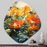 Orange Green Tropical Foliage IV - Asymmetric Metal Wall Art