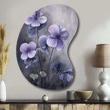 Purple Grey Violets Dream I - Asymmetric Metal Wall Art