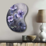 Purple Grey Violets Dream I - Asymmetric Metal Wall Art