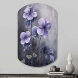 Purple Grey Violets Dream I - Asymmetric Metal Wall Art