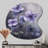 Purple Grey Violets Dream I - Asymmetric Metal Wall Art