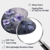 Purple Grey Violets Dream I - Asymmetric Metal Wall Art