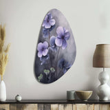 Purple Grey Violets Dream I - Asymmetric Metal Wall Art