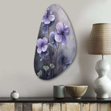 Purple Grey Violets Dream I - Asymmetric Metal Wall Art