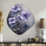 Purple Grey Violets Dream I - Asymmetric Metal Wall Art