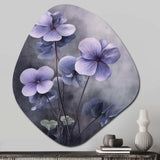 Purple Grey Violets Dream I - Asymmetric Metal Wall Art