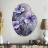 Purple Grey Violets Dream I - Asymmetric Metal Wall Art