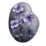 Purple Grey Violets Dream I - Asymmetric Metal Wall Art