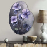 Purple Grey Violets Dream I - Asymmetric Metal Wall Art