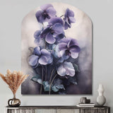 Purple Grey Violets Dream II - Asymmetric Metal Wall Art