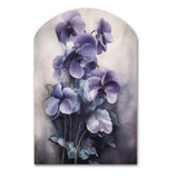 Purple Grey Violets Dream II - Asymmetric Metal Wall Art