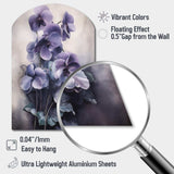 Purple Grey Violets Dream II - Asymmetric Metal Wall Art