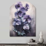 Purple Grey Violets Dream II - Asymmetric Metal Wall Art