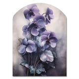 Purple Grey Violets Dream II - Asymmetric Metal Wall Art