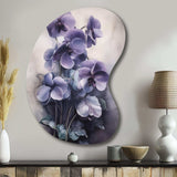 Purple Grey Violets Dream II - Asymmetric Metal Wall Art