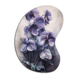 Purple Grey Violets Dream II - Asymmetric Metal Wall Art